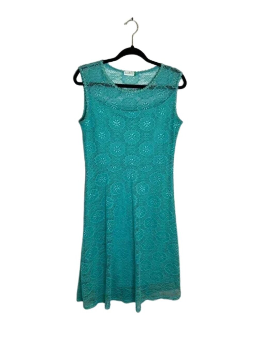 Dreadlocks Women's Floral Sleeveless Lace Dress Teal Size S